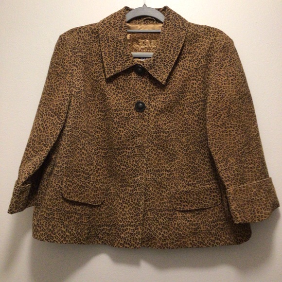 LAL live a little cheetah print 3/4 cuff sleeves 100% leather, pXL, jacket. - Picture 1 of 8